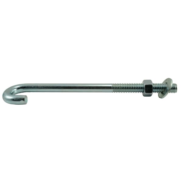 Midwest Fastener 3/8-16 x 1/4" x 5/8" x 6" Zinc Plated Steel Coarse Thread J-Bolt 3PK 34845 - main